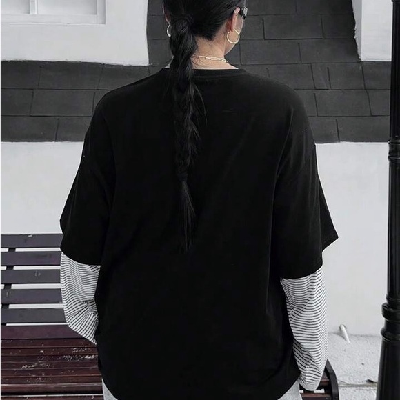 NEW SHEIN Dazy Plus Color Block Letter Print Loose Round Neck Plus Size T-Shirt - Picture 6 of 8